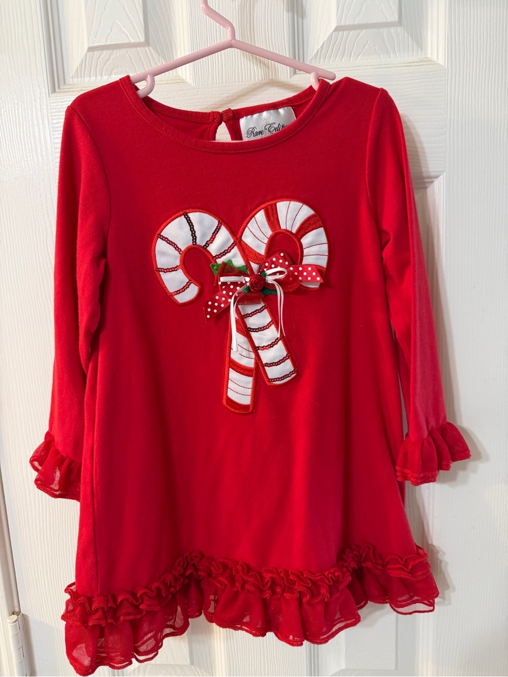 Boutique style Rare Editions Red Girls Candy Cane Applique Tunic Size 6x